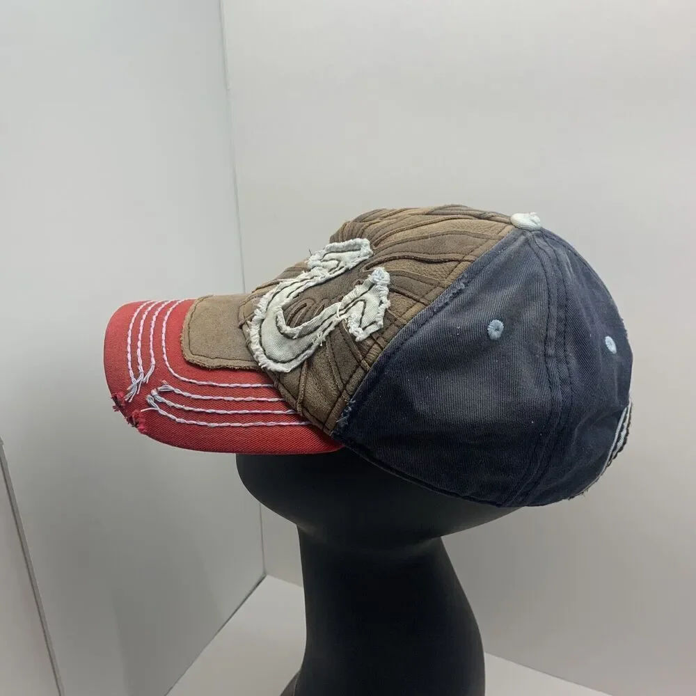 Vintage True Religion Sun Rays Leather Strapback Rare‎ Distressed Baseball Hat